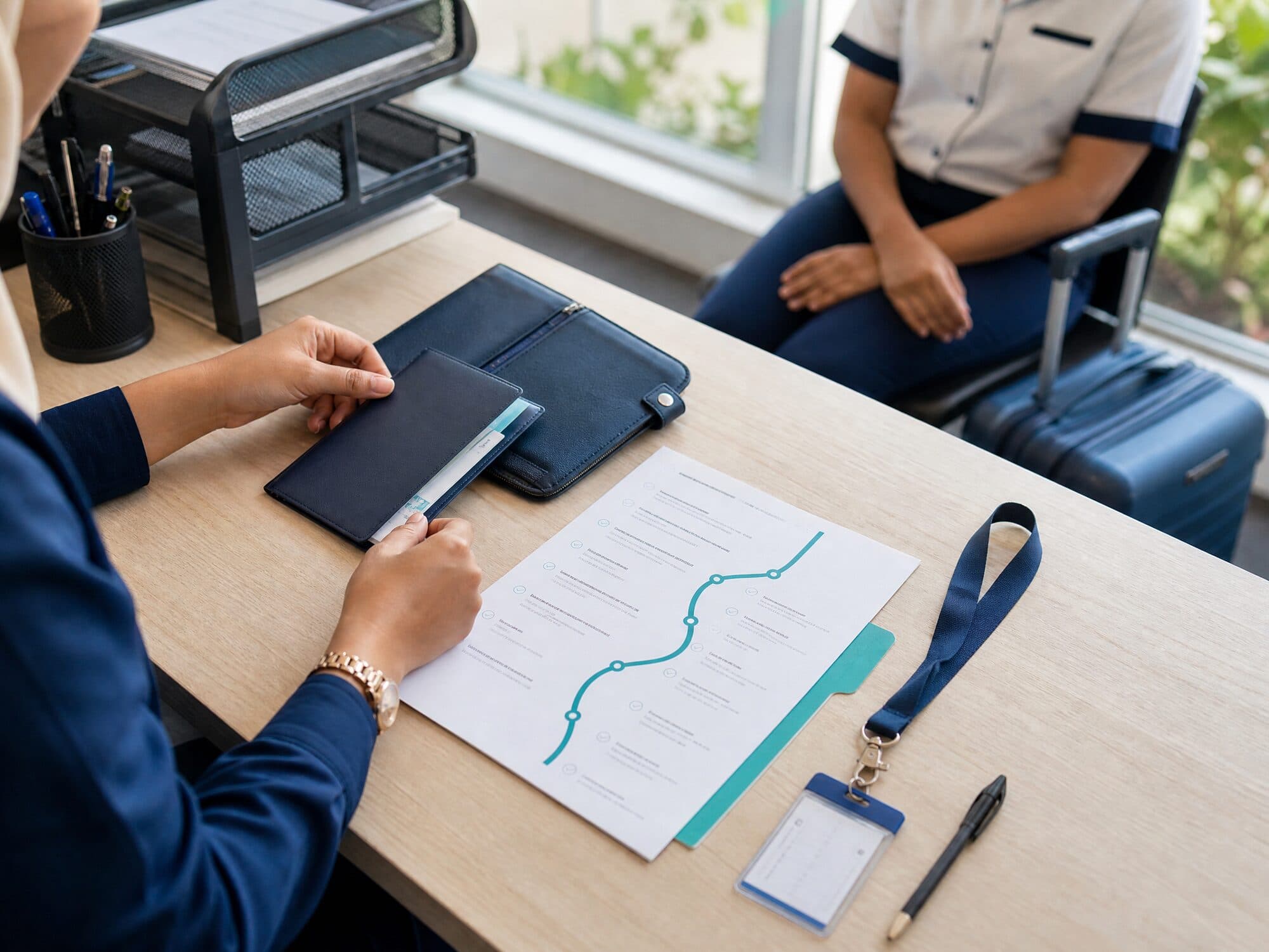 Employment documentation being reviewed by a recruitment specialist